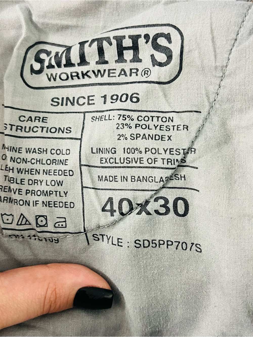 Smith's Workwear Fleece Lined Stretch Denim Work Pants Blue Cotton Blend 40x30 - Picture 8 of 8